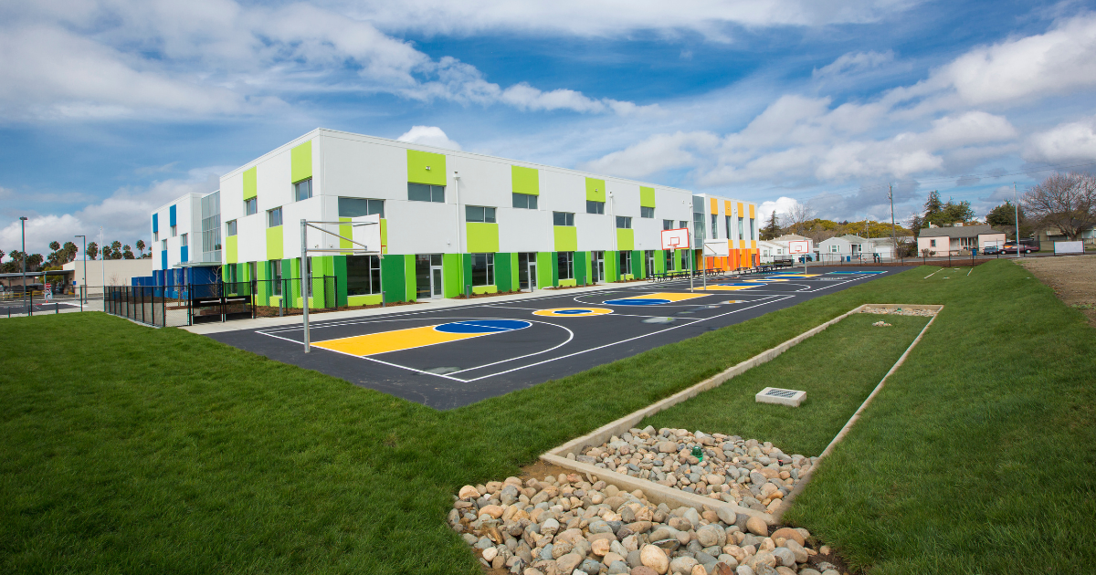 Completed build of Caliber Changemakers Academy charter school completed by Hilbers Inc.