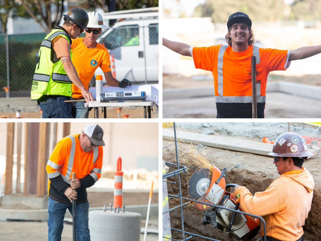 Team of subcontractors coordinating on-site tasks during a Hilbers Construction build.