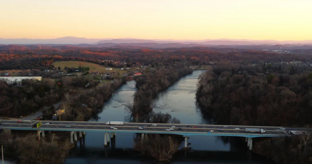 Interstate interchange construction project supporting commercial construction in Tennessee