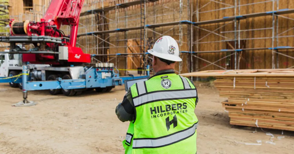 Commercial construction crew on a jobsite supporting multi-state construction management