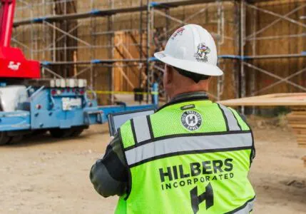Commercial construction crew on a jobsite supporting multi-state construction management