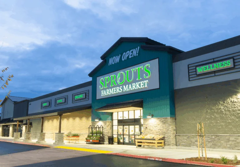 Modern commercial building in a local community, designed to improve access to food.